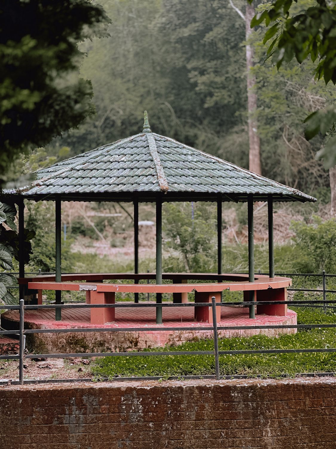 Open gazebo in a green lawn